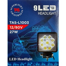 Superlight 9 LED Kare (1 Adet) İş Makinesi Çalışma Lambası Off Road KALIN KASALI