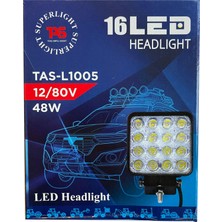 Superlight 16 LED Kare (1 Adet) İş Makinesi Çalışma Lambası Off Road Farı KALIN KASALI