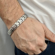 Chavin Negatif Iyon Mıknatıs Gri Çelik Erkek Bileklik ET32BY