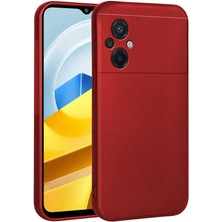 Case 4U Xiaomi Poco M5 Kılıf Klasik Mat Renkli Yumuşak Premier Silikon Kırmızı