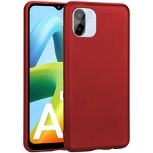 Case 4U Xiaomi Redmi A1 Kılıf Klasik Mat Renkli Yumuşak Premier Silikon Kırmızı