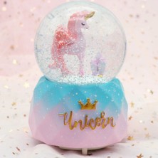 Keyfim Shop Unicorn Temalı Orta Boy Işıklı Müzikli Kar Küresi