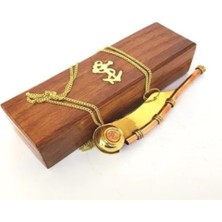 Keyfim Shop Ahşap Kutulu Pirinç Silistre Denizci Düdüğü