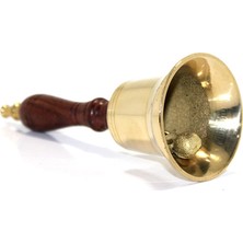 Keyfim Shop Ahşap Saplı Pirinç Başlıklı El Çanı ( 13CM * 5 cm)