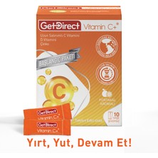 GetDirect Vitamin C+ 1000 Mg C Vitamini, D Vitamini, Çinko 10 Saşe – Uzun Salınımlı C Vitamini, Susuz Kullanım