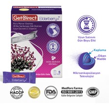 GetDirect Elderberry+ Karamürver ve Afrika Sardunyası 5 Şase – Uzun Salınımlı C Vitamini, Susuz Kullanım