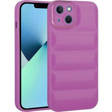 Case 4U Apple iPhone 14 Plus Kılıf Kamera Korumalı Parlak Silikon Airbag Galya Kapak Mor