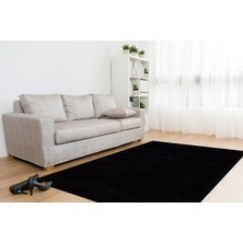 Valery Home Comfort Puffy Peluş Halı Siyah Saçaksız