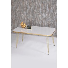 Gold Falez Orta Sehpa Kare Gold Altın Beyaz Tel