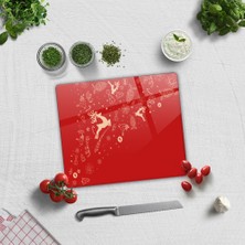 Decorita Cam Kesme Tahtası - Cam Kesme Tablası | Yeni Yıl Kırmızı |