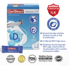 Getdirect Vitamin D+ 1000 IU Başlangıç Paketi Vitamin D3  İçeren Takviye Edici Gıda 7 Saşe