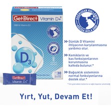 Getdirect Vitamin D+ 1000 IU Vitamin D3  İçeren Takviye Edici Gıda 30 Saşe