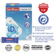 Getdirect Vitamin D+ 1000 IU Vitamin D3  İçeren Takviye Edici Gıda 30 Saşe