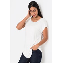 Org Marka Store Bodyflırt Geniş Yaka Mini Kol Sırt V Dantelli Beyaz-40