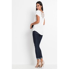 Org Marka Store Bodyflırt Geniş Yaka Mini Kol Sırt V Dantelli Beyaz-40