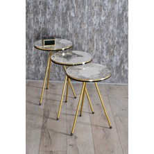 Gold Falez Zigon Sehpa Efes Metal Ayak Çift Gold