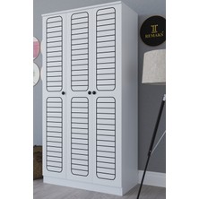 The Violet Maya 3 Kapaklı Elbise Dolabı Gardırop-Beyaz