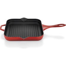 Schafer Guss Chef Döküm Kare Grill Tava 28X28CM-1 Parça-Kırmızı