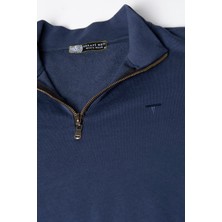 Terapi Men Erkek Rahat Kalıp Yarım Fermuarlı Bato Yaka Basic Sweatshirt 21K-5200179-1 Indigo