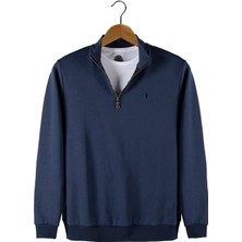 Terapi Men Erkek Rahat Kalıp Yarım Fermuarlı Bato Yaka Basic Sweatshirt 21K-5200179-1 Indigo