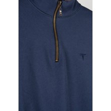 Terapi Men Erkek Rahat Kalıp Yarım Fermuarlı Bato Yaka Basic Sweatshirt 21K-5200179-1 Indigo