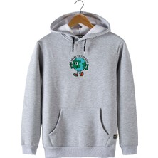 Terapi Men Erkek Gri Önü Dünya Baskılı Kapüşonlu Sweatshirt 22K-5200322-1