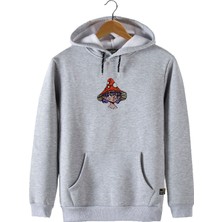 Terapi Men Erkek Gri Önü Mantar Baskılı Kapüşonlu Sweatshirt 22K-5200322-9