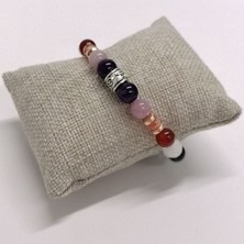 Safnaturel Sertifikalı Ametist, Pembe Kuvars, Akik, Ay Taşı, Kristal Kuvars, Turmalin Doğal Taş 8 mm Bileklik