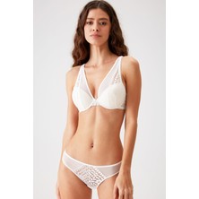 Pierre Cardin Ekru 4811 Biella Çiçek Desen Soft Push Up Dolgulu Tül Detaylı Iç Çamaşırı Takımı