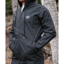 Huğlu Outdoor Siyah Tafetta Kartal Figürlü Rüzgarlık