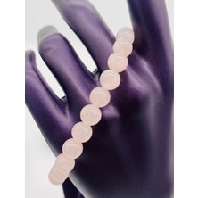 Safnaturel Sertifikalı Doğal Pembe Kuvars Taşı Bileklik 8mm
