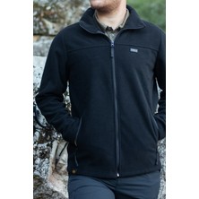 Huğlu Outdoor Huğlu Tam Fermuarlı Siyah Polar Hırka Erkekler İçin Uzun Kol Doğa Yürüyüşü Kullanımına Uygun
