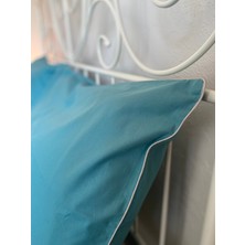Calina Home Turkuaz Renkli Kenarları Işleme Detaylı Yastık Kılıfı