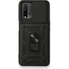 Apsuwa Xiaomi Redmi 9t Kılıf Yüzüklü Standlı Kamera Korumalı Pars + Ekran Koruyucu