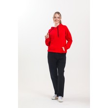 Pulur.co Siyah Yüksek Bel Takma Cepli Normal Paça Eşofman Altı