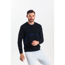 Pulur.co Siyah Kanguru Cepli Basic Sweatshirt