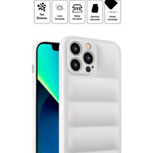 Deilmi Iphone 13 Pro Max Uyumlu Beyaz Lens Korumalı Renkli Kapitone Görünüm Çizilmez Dapper Silikon Kılıf Kapak