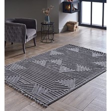 Gümüşsuyu Deco Alvin 12619 Yeni Yüksek Kalite Modern Kabartmalı Örgü Saçaklı  Salon Halısı