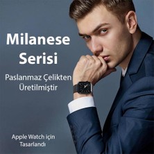 Polham Milano Loop Çelik Ultra Hafif Apple Watch 42-44-45MM Için Kordon Kayış, Paslanmaz Çelik Kayış