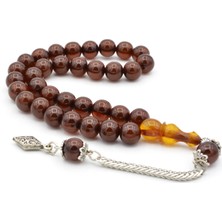 Murty99 Tilki Kuyruğu Kamçılı Küre Kesim Imamesi Tıraşlı Kahverengi Sıkma Kehribar Tesbih Orta Boy