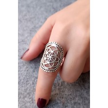Fildişi Aksesuar Motif Şekilli Kadın Yüzük Gümüş Kaplama Ayarlanabilir El Yapımı Kadın Yüzük