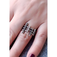 Fildişi Aksesuar Çubuklar Şekilli Kadın Yüzük Gümüş Kaplama Ayarlanabilir El Yapımı Kadın Yüzük