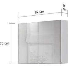 Trio Modül Asmira Aynalı Üst Dolap - 80 cm - Mdf Kapak - Beyaz