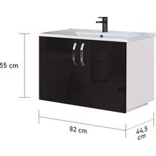 Trio Modül Asmira Lavabolu Alt Dolap - 82 cm - Siyah