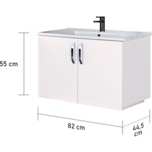 Trio Modül Asmira Lavabolu Alt Dolap - 82 cm - Beyaz