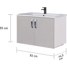 Trio Modül Asmira Lavabolu Alt Dolap - 82 cm - Açık Gri