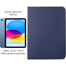 Z-Mobile Apple iPad 10. Nesil 2022 10.9" Uyumlu Kapaklı Standlı Kılıf 360° Dönen Yatay Dikey Stadlı