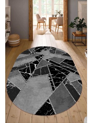 Dijital Baskılı Kaymaz Taban Yıkanabilir Oval Salon Halısı Mutfak Halısı Yolluk NDO-HT-165
