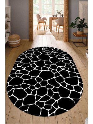 Napoli Home Dijital Baskılı Kaymaz Taban Yıkanabilir Oval Salon Halısı Mutfak Halısı Yolluk NDO-HS-484