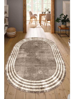 Dijital Baskılı Kaymaz Taban Yıkanabilir Oval Salon Halısı Mutfak Halısı Yolluk NDO-HT-487